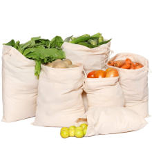 Wholesale Premium Custom Organic Drawstring Cotton Reusable Produce Muslin Bags for vegetable storage